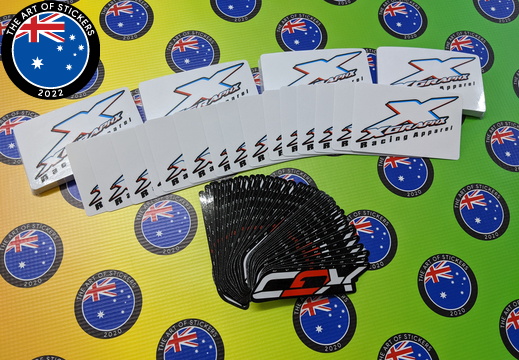 Bulk Custom Printed Contour Cut Die-Cut Xgraphic Racing Apparel Vinyl Business Logo Stickers