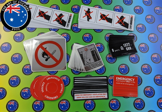Bulk Custom Printed Contour Cut Die-Cut Multilingual Warning Emergency Vinyl Business Stickers