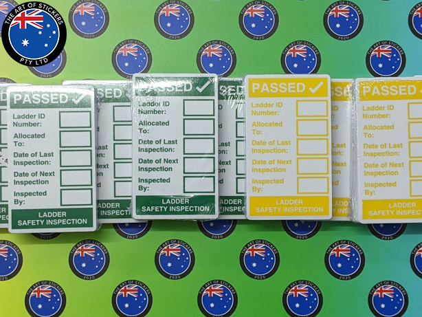 Bulk Custom Printed Contour Cut Die-Cut Multiple Coloured Ladder Safety Inspection Vinyl Business Stickers