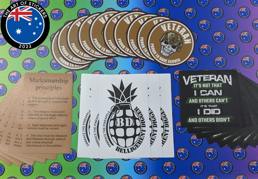 Bulk Custom Printed Contour Cut Die-Cut Veteran Marksman Belligerent Digger Vinyl Business Logo Stickers