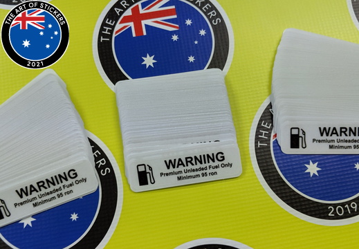 Bulk Custom Printed Contour Cut Die-Cut Warning Premium Unleaded Fuel Only Vinyl Business Stickers