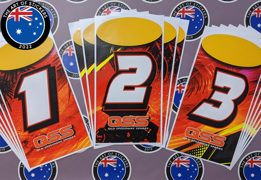 Custom Printed Contour Cut Queensland Speedway Spares Vinyl Business Stickers
