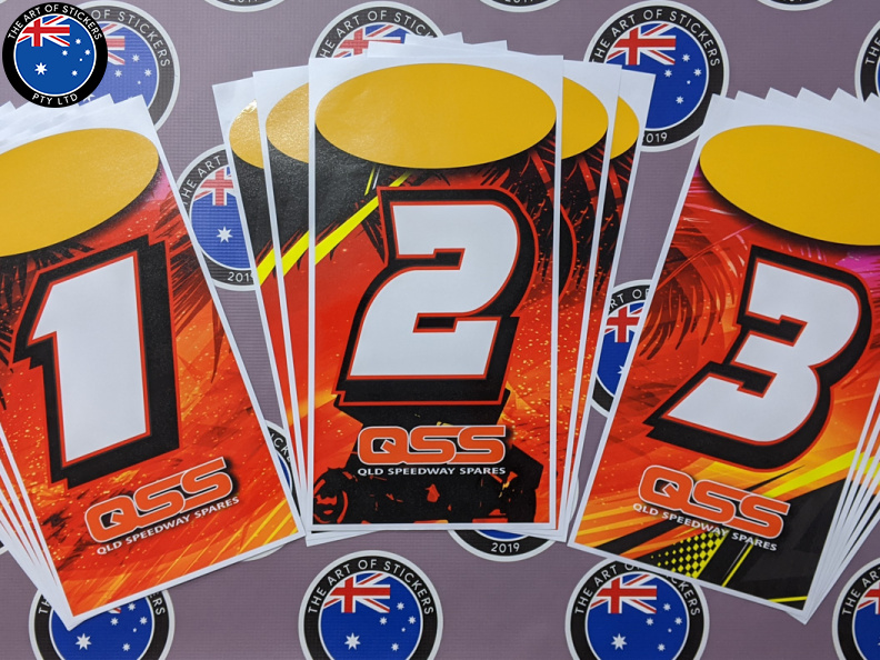 Custom Printed Contour Cut Queensland Speedway Spares Vinyl Business Stickers