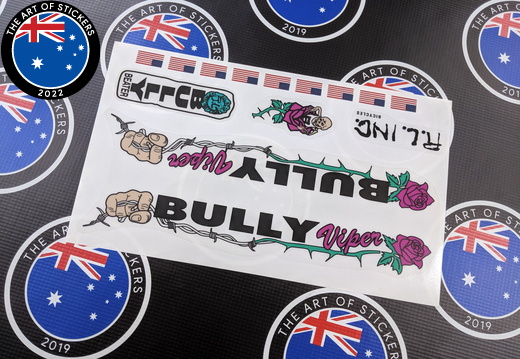 Custom Printed Clear Contour Cut Bully Vinyl Sticker Kit Sheet