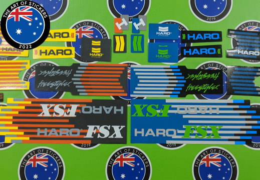 Custom Printed Contour Cut Die-Cut Haro FSX Freestyler Bike Vinyl Business Sticker Kits