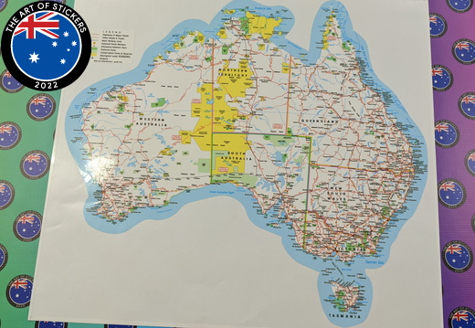 Catalogue Printed Contour Cut Map Of New Australia Vinyl Stickers
