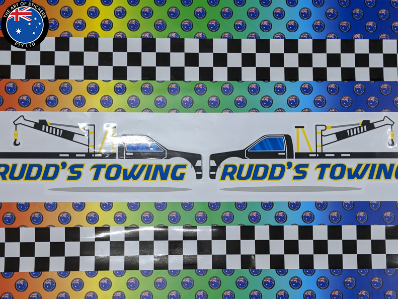 Custom Printed Contour Cut Rudd's Towing Vinyl Business Stickers