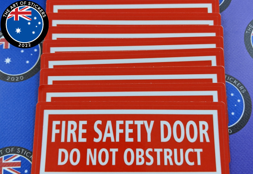 Custom Printed Contour Cut Die-Cut Fire Safety Door Do Not Obstruct Vinyl Business Stickers