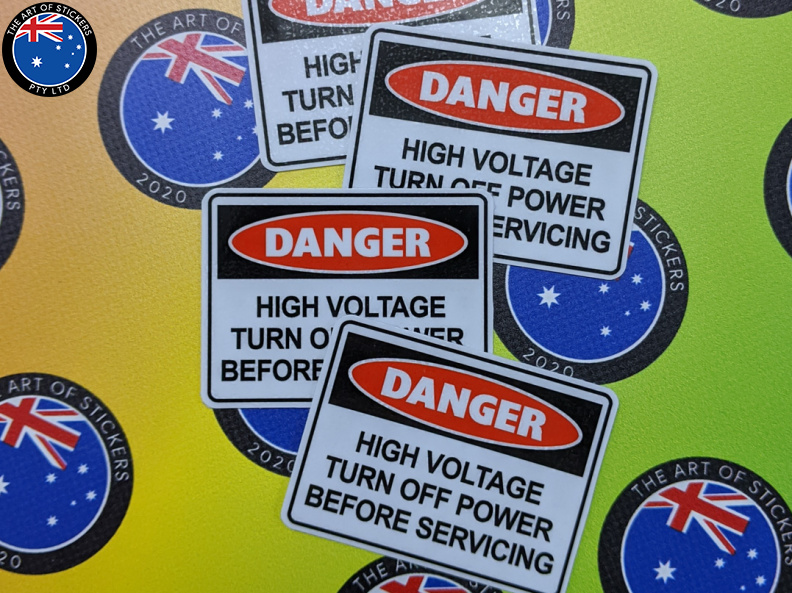 Catalogue Printed Contour Cut Die-Cut Danger High Voltage Vinyl Business Stickers