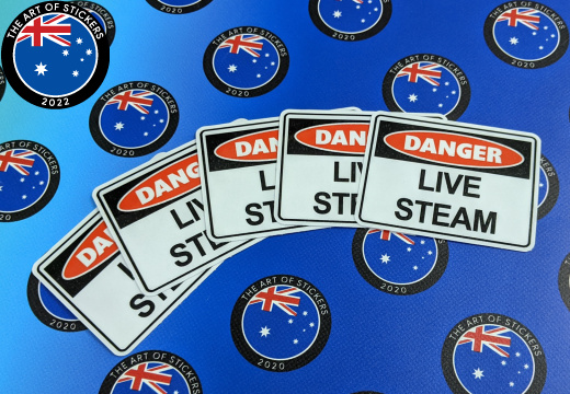 Catalogue Printed Contour Cut Die-Cut Danger Live Steam Vinyl Business Stickers