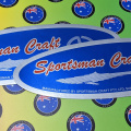 Custom Printed Silver Metallic Contour Cut Die-Cut Sportsman Craft Vinyl Business Logo Stickers