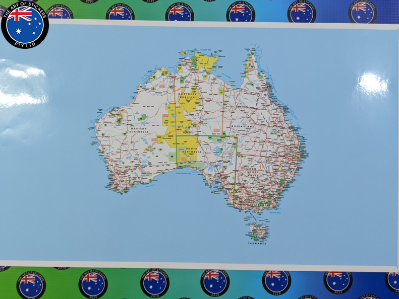 Catalogue Printed Hand Cut Map of Australia Rectangle Panel Sticker