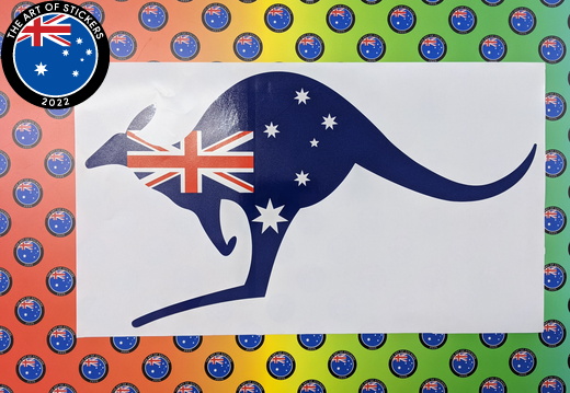 Catalogue Printed Contour Cut Australian Flag Kangaroo Vinyl Stickers