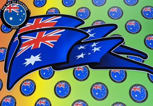 Catalogue Printed Contour Cut Die-Cut Australian Flag Wave Vinyl Stickers