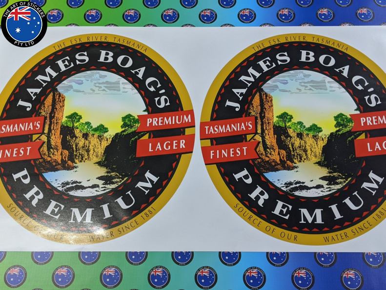 Custom Printed Contour Cut James Boag's Premium Lager Vinyl Business Stickers