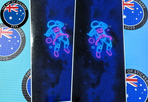 Custom Printed Contour Cut Die-Cut Neon Astronaut Vinyl Stickers