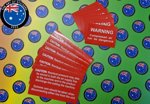 Custom Printed Contour Cut Die-Cut Caution Warning Compressed Air Vinyl Business Stickers