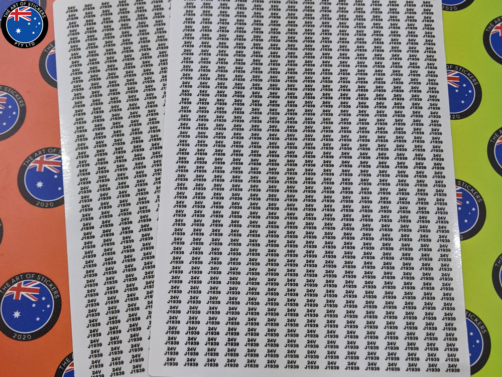 Bulk Custom Printed Contour Cut Die-Cut 24V J1939 Vinyl Business Sticker Sheets