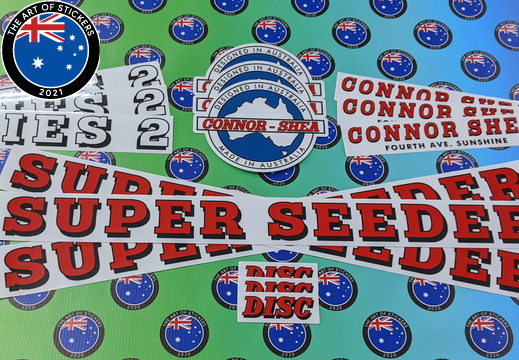 Custom Printed Contour Cut Die-Cut Connor Shea Super Seeder Series 2 Vinyl Business Stickers
