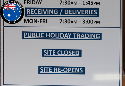 Custom ACM Corinthian Doors Showroom Parking Sales Business Trading Hours Signage