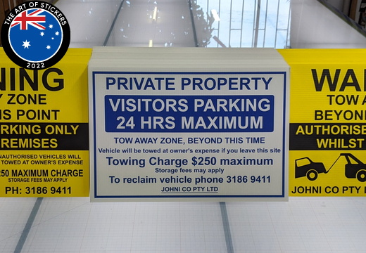 Custom Printed Warning Tow Away Zone Private Property Corflute Business Signage