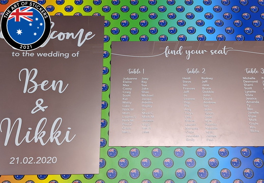 Custom Wedding Vinyl Cut Lettering on Acrylic Business Signage