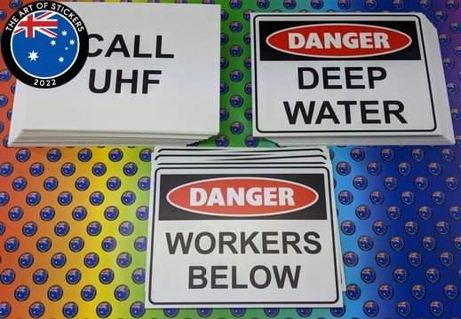 Custom Printed Danger Deep Water Workers Below Call UHF Corflute Business Signage
