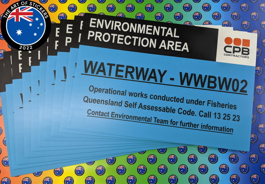 Custom Printed CPB Contractors Environmental Protection Area Corflute Business Signage