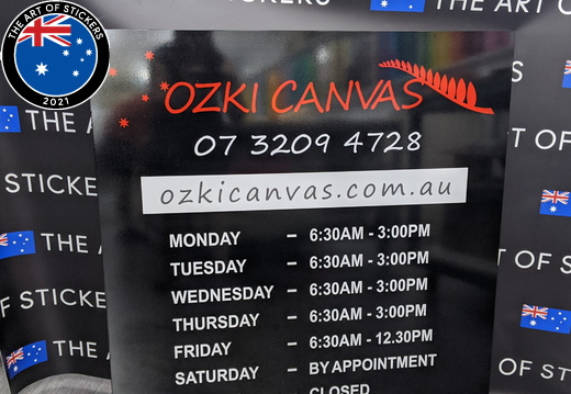 Custom Printed ACM Ozki Canvas Business Hours Signage