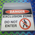 Custom Printed Corflute Danger Exclusion Zone Business Signage
