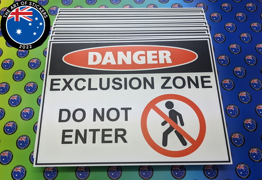 Custom Printed Corflute Danger Exclusion Zone Business Signage
