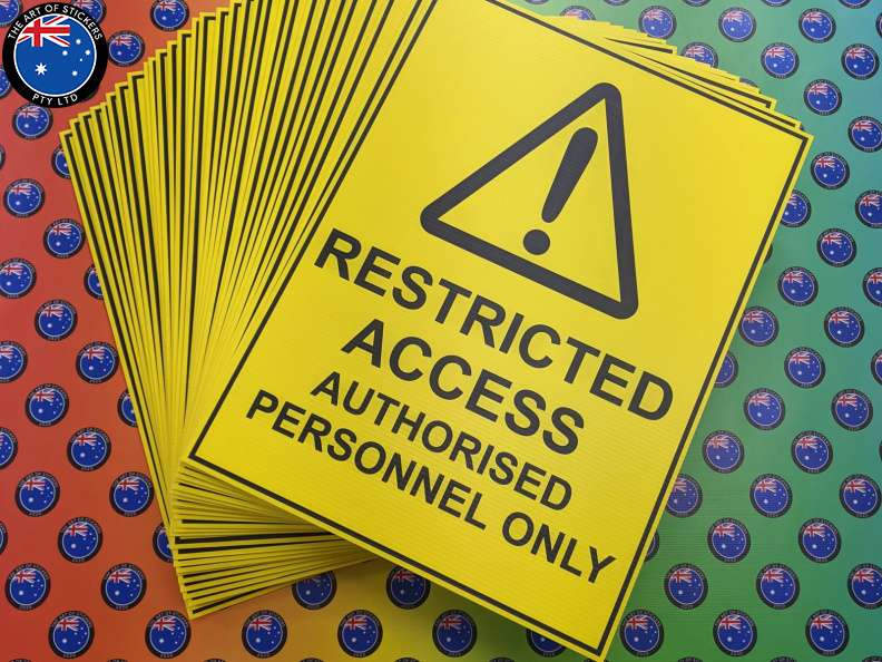 Custom Printed Corflute Restricted Access Business Signage