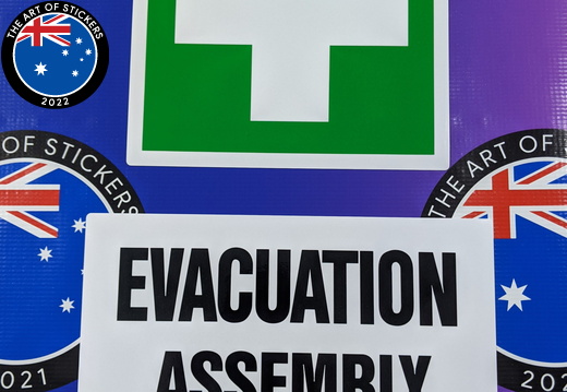 Catalogue Printed Contour Cut First Aid Die-Cut Evacuation Assembly Area Vinyl Business Stickers