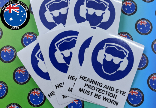 Catalogue Printed Contour Cut Die-Cut Hearing and Eye Protection Vinyl Business Signage Safety Stickers