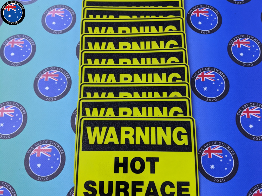 Bulk Catalogue Printed Contour Cut Die-Cut Warning Hot Surface Vinyl Business Signage Stickers
