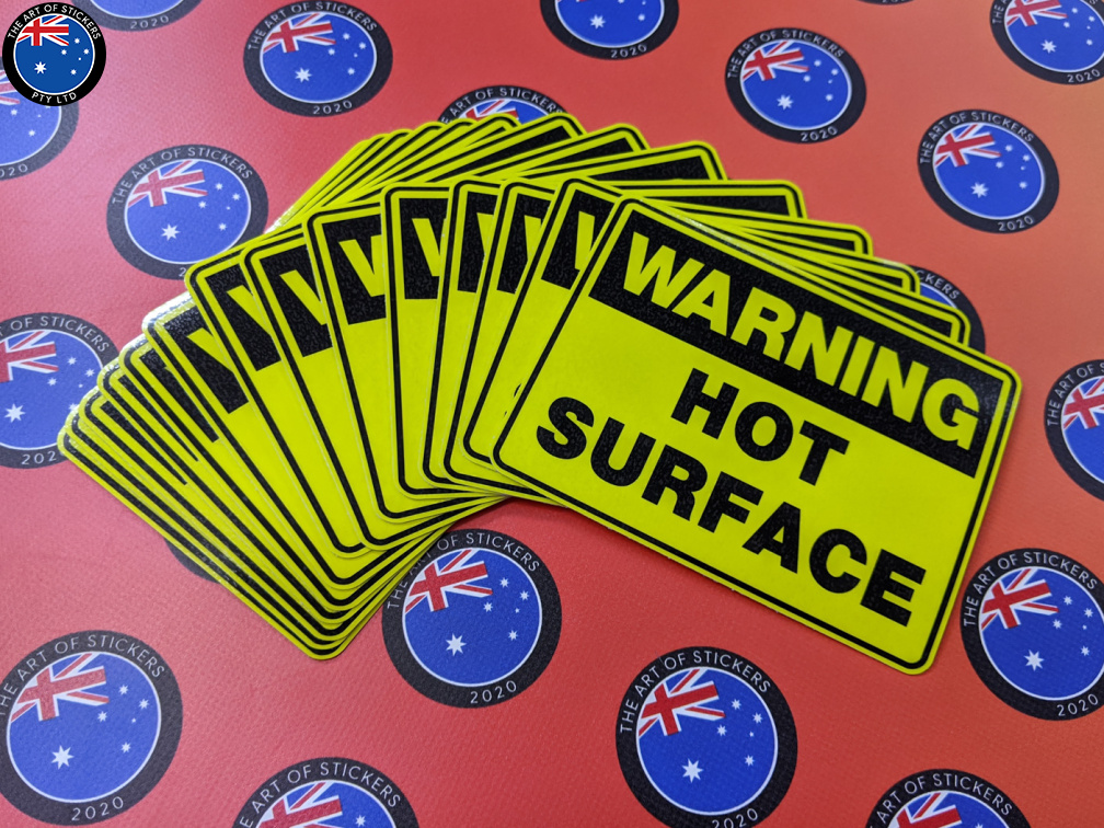 Bulk Catalogue Printed Contour Cut Die-Cut Warning Hot Surface Vinyl Business Stickers