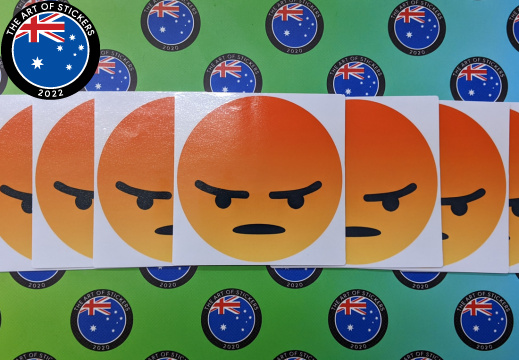 Catalogue Printed Contour Cut Die-Cut Angry Face Vinyl Stickers