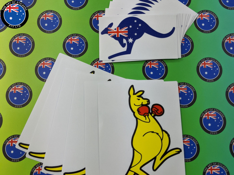 Catalogue Printed Contour Cut Die-Cut Flag Kangaroo and Boxing Kangaroo Vinyl Stickers