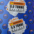 Bulk Catalogue Printed Contour Cut Die-Cut Warning 9.0 Tonne Maximum Capacity Vinyl Business Stickers