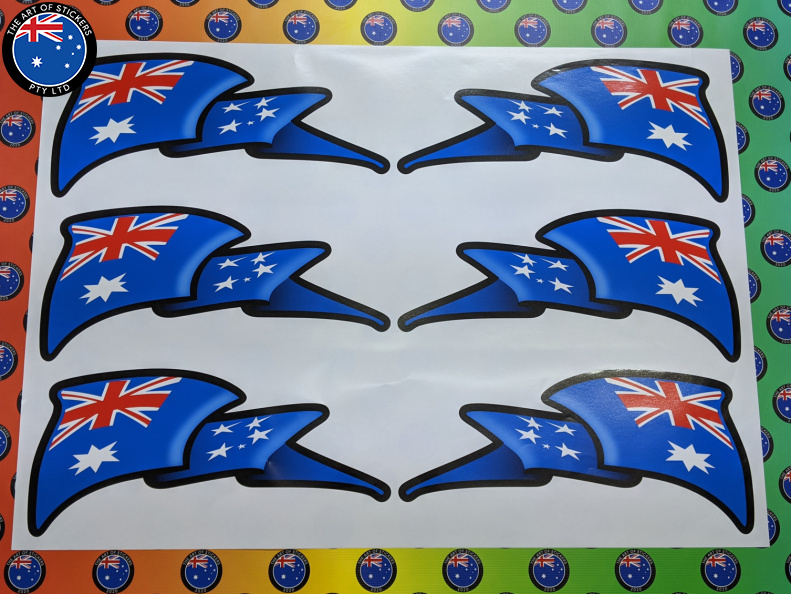Catalogue Printed Contour Cut Australia Wave Flag Vinyl Stickers