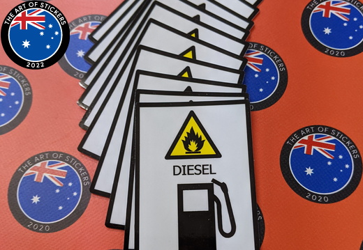 Bulk Catalogue Printed Contour Cut Die-Cut Vinyl Diesel Industrial Business Safety Stickers