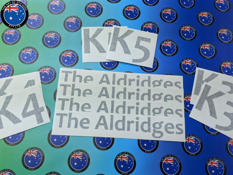 Custom Vinyl Cut Lettering the Aldridges K-Numbered Business Stickers