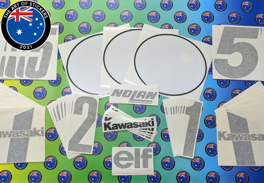 Custom Printed Contour Cut Kawasaki Fuel Tank Vinyl Business Logo Stickers