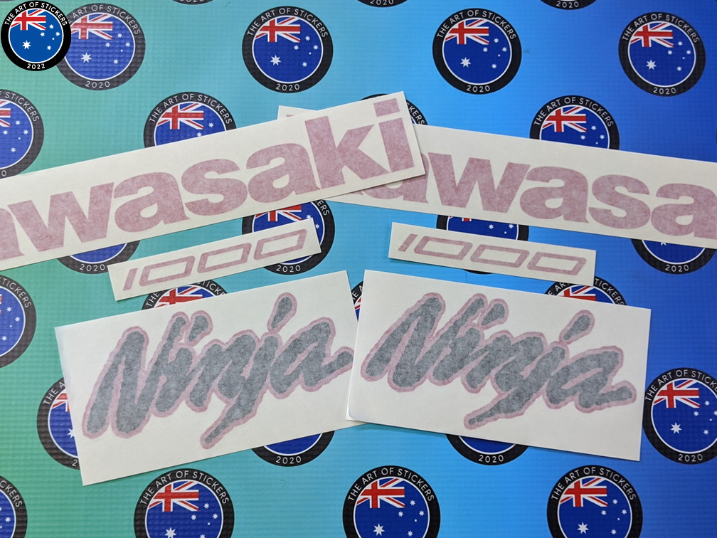Custom Vinyl Cut Layered Kawasaki Ninja Lettering Business Logo Stickers