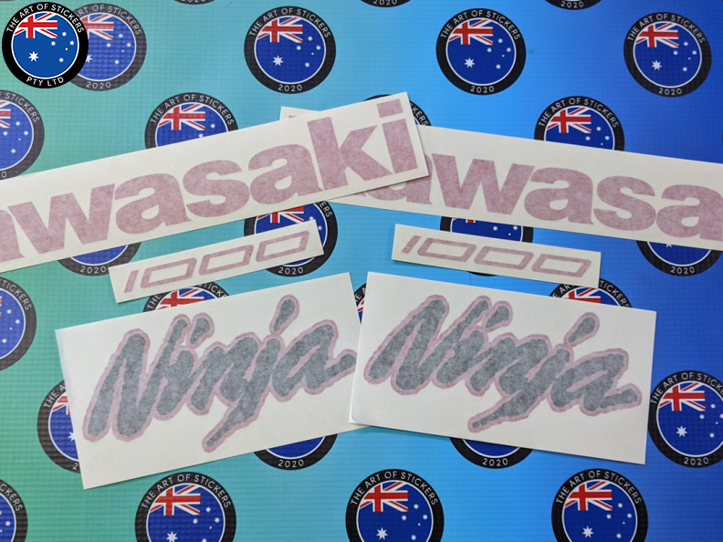 Custom Vinyl Cut Layered Kawasaki Ninja Lettering Business Logo Stickers