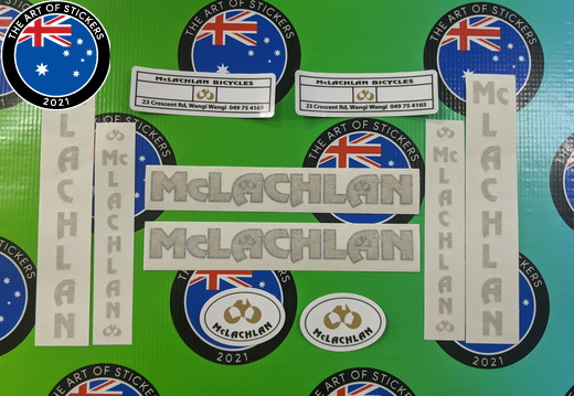 Custom Printed Gold Metallic Contour Cut McLachlan Bicycles Vinyl Business Stickers