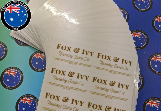 Bulk Custom Printed Contour Cut Die-Cut Fox and Ivy Cuticle Oil Vinyl Business Merchandise Sticker Sheets