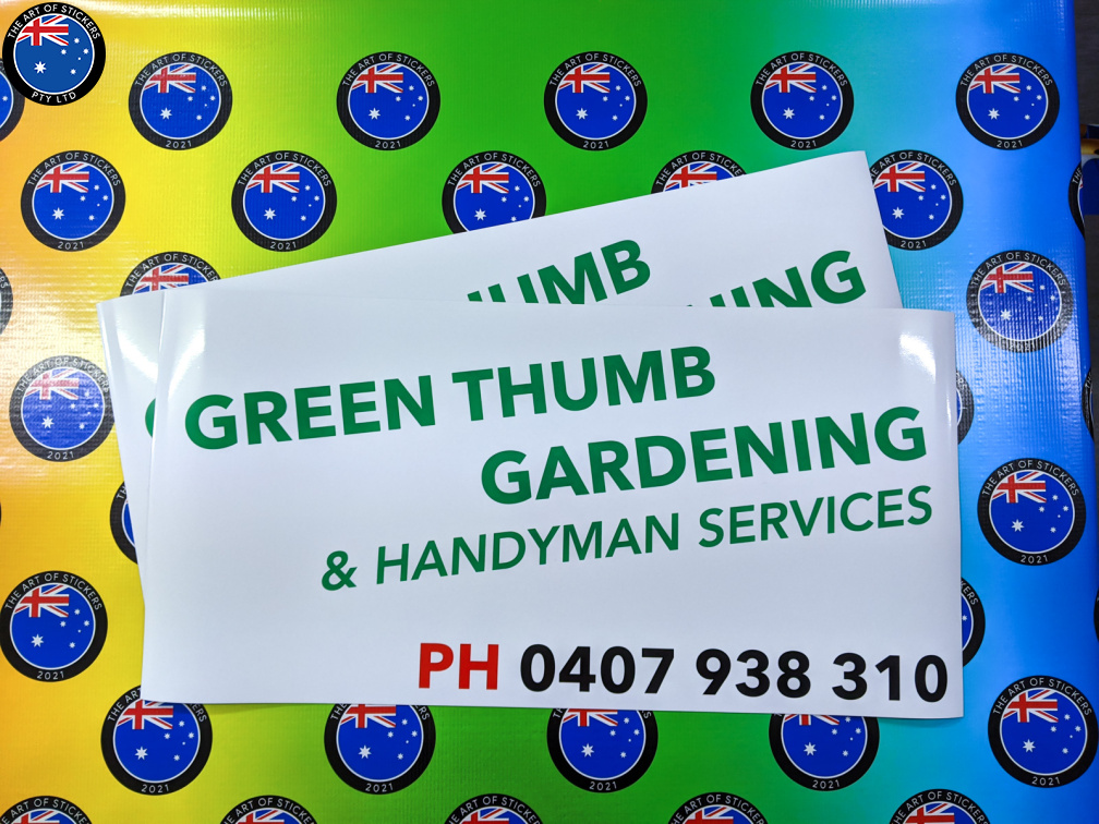 Custom Printed Green Thumb Gardening Business Vehicle Magnets