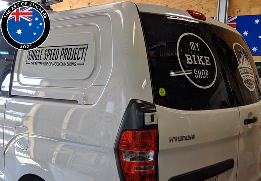 Custom Vinyl Cut Single Speed Project Business Logo Vehicle Signage Application Rear and Side