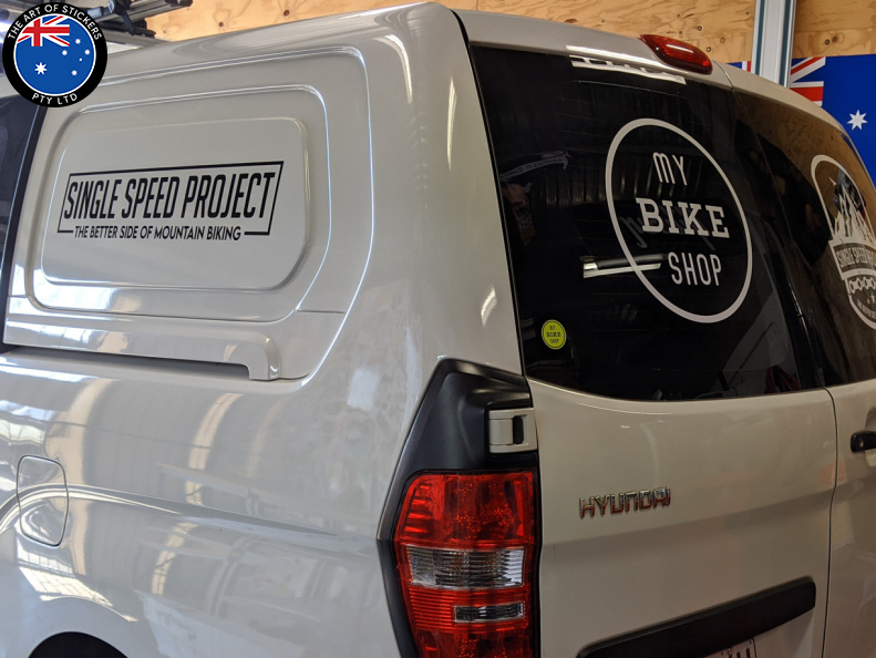 Custom Vinyl Cut Single Speed Project Business Logo Vehicle Signage Application Rear and Side